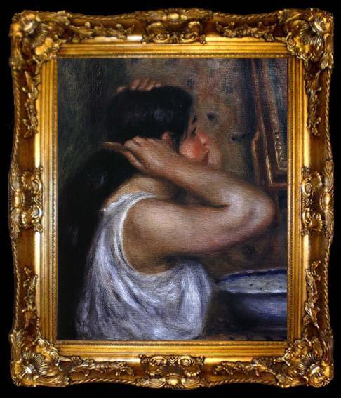 framed  Pierre Auguste Renoir kvinna som kammar sig, ta009-2